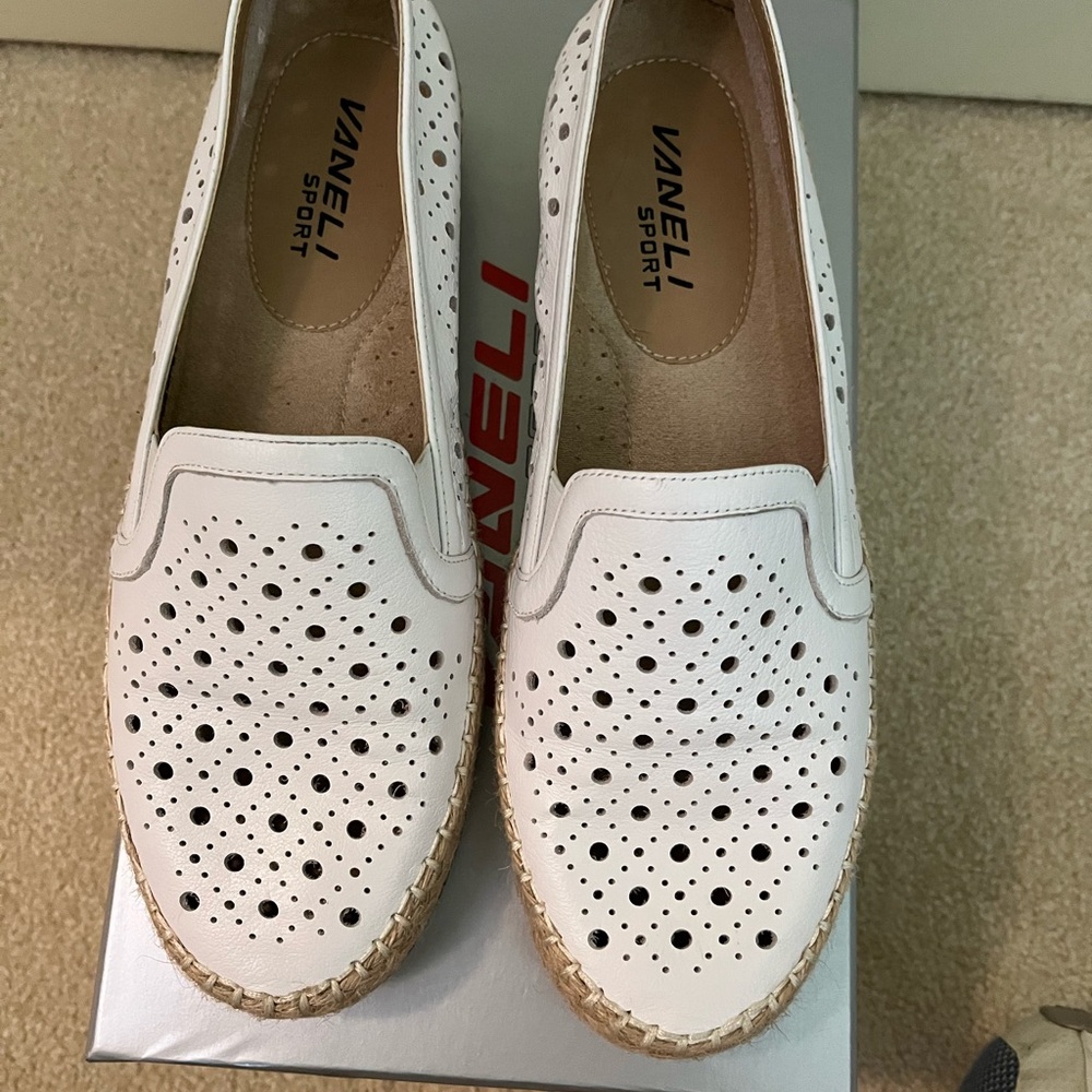 Vaneli White Perforated Flats for Casual Comfort